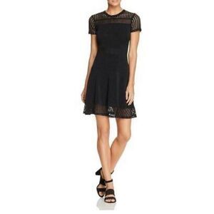 Michael Kors Black Mesh, Fit and Flare Dress.